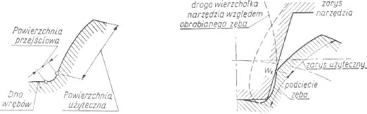 Zarys powierzchni przejściowej i podcięcie zęba